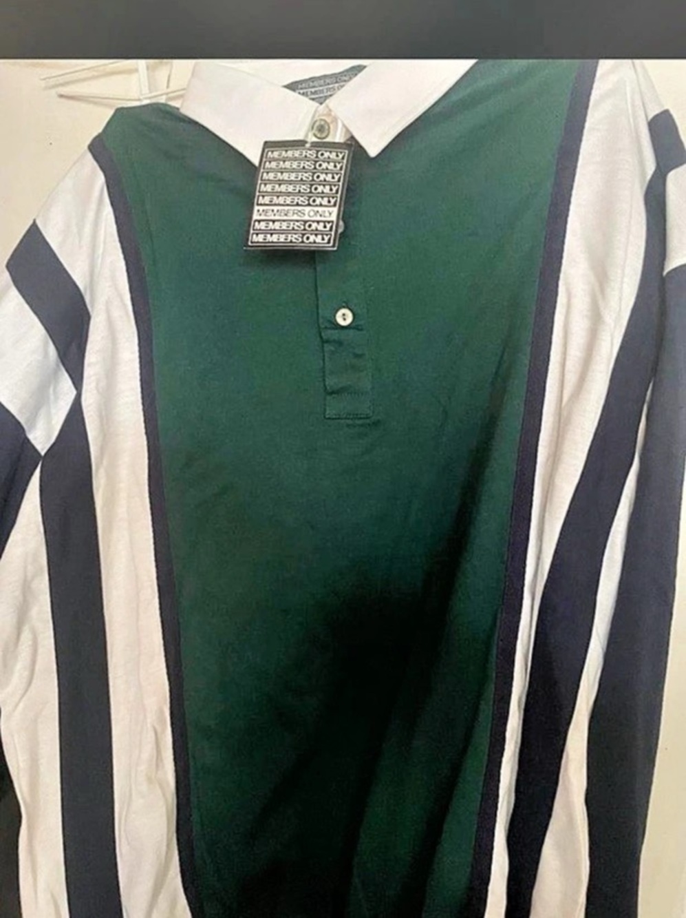Members Only Color Block Polo in Green & White XL NWT